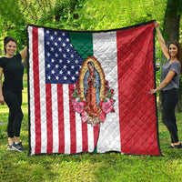 Guadalupe Virgin Mary Quilt Mexican American Flag - Wonder Print Shop