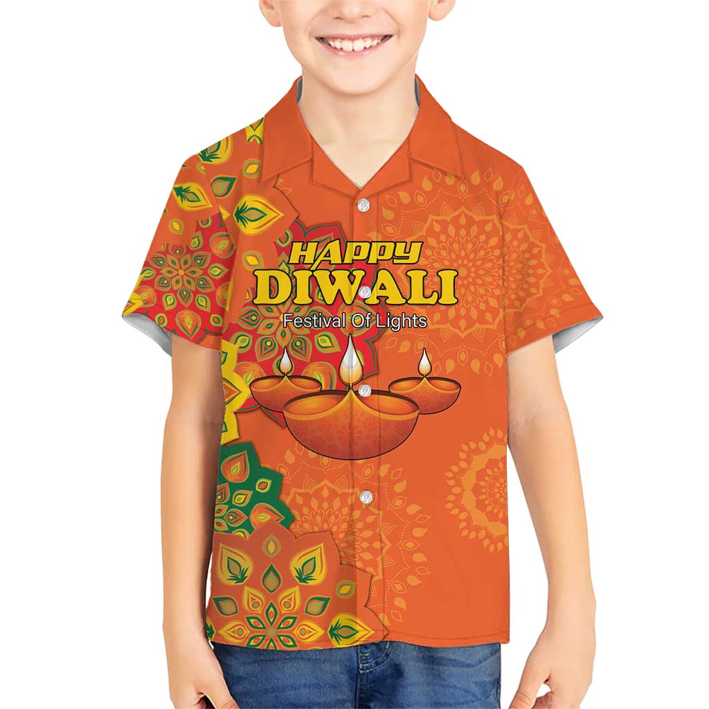 Happy Diwali India Kid Hawaiian Shirt With Rangoli Patterns - Wonder Print Shop