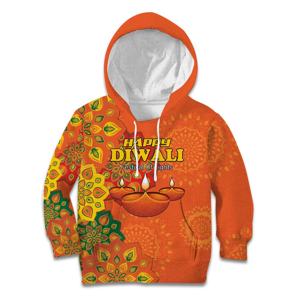 Happy Diwali India Kid Hoodie With Rangoli Patterns - Wonder Print Shop