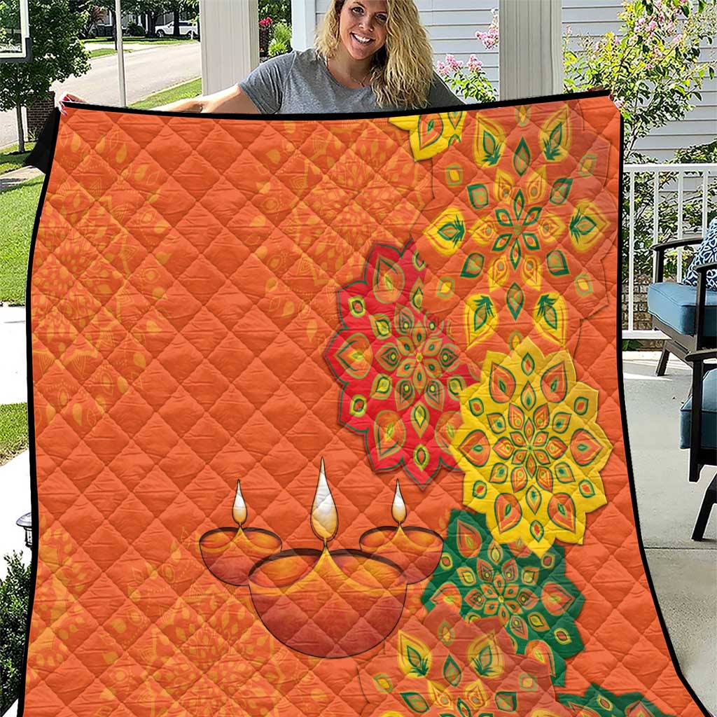 Happy Diwali India Quilt With Rangoli Patterns