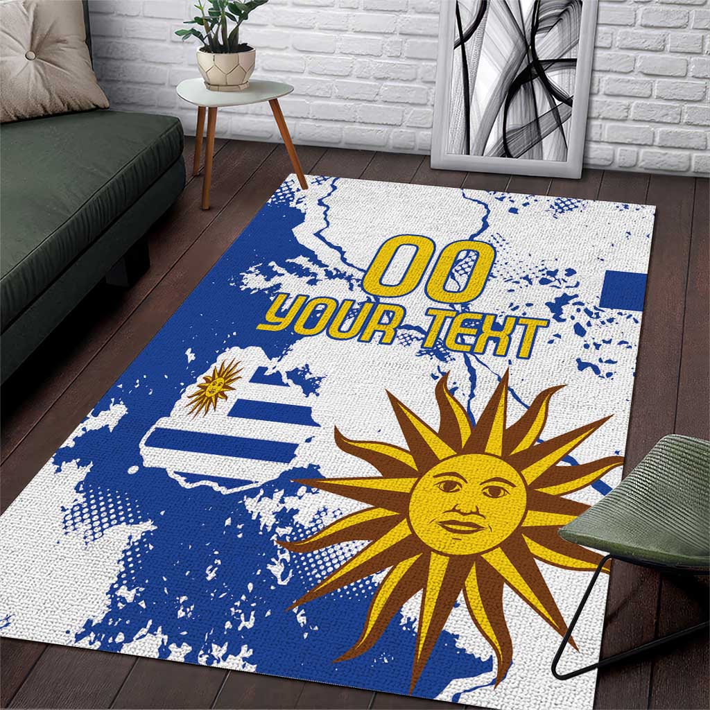 Custom Uruguay Independence Day Area Rug Sol de Mayo With Grunge Urban - Wonder Print Shop