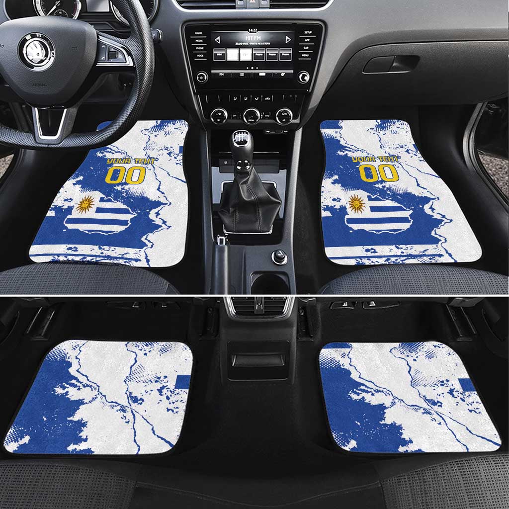 Custom Uruguay Independence Day Car Mats Sol de Mayo With Grunge Urban - Wonder Print Shop