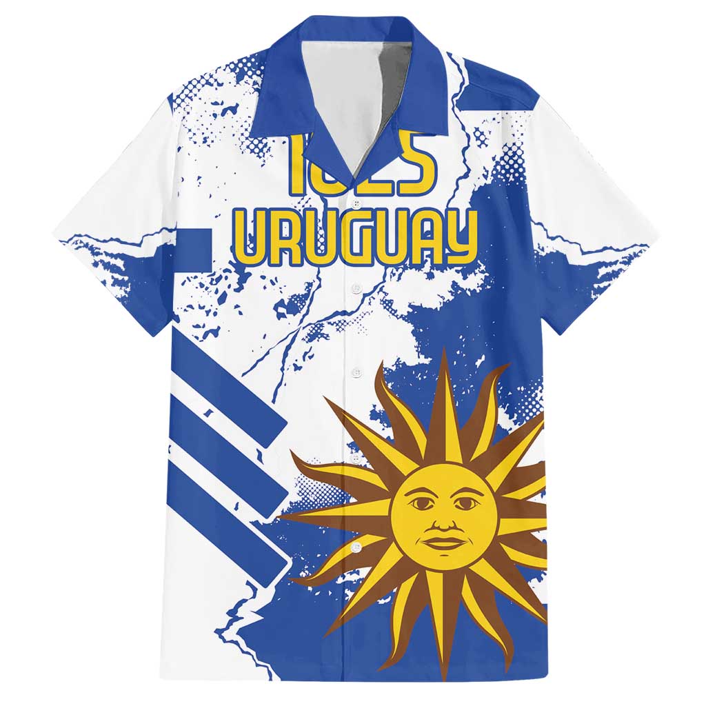 Custom Uruguay Independence Day Hawaiian Shirt Sol de Mayo With Grunge Urban - Wonder Print Shop