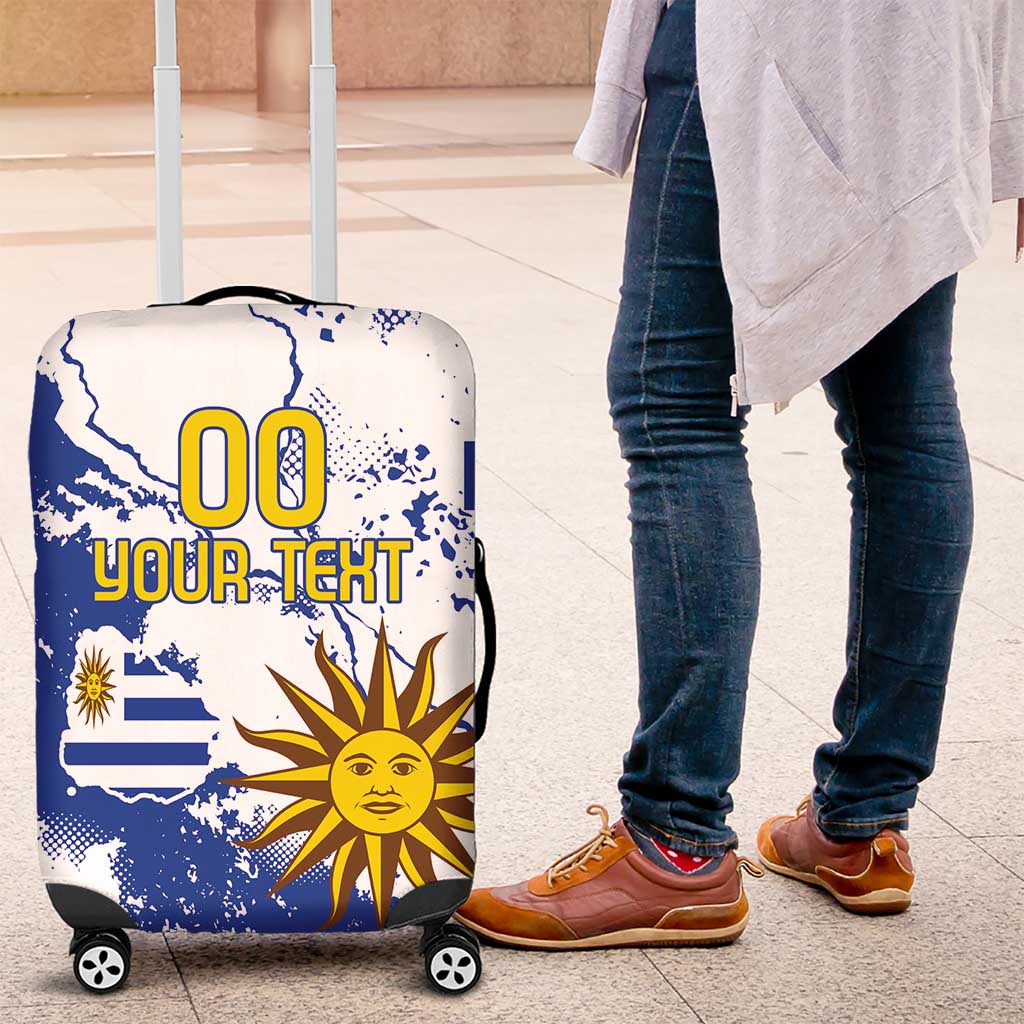 Custom Uruguay Independence Day Luggage Cover Sol de Mayo With Grunge Urban - Wonder Print Shop