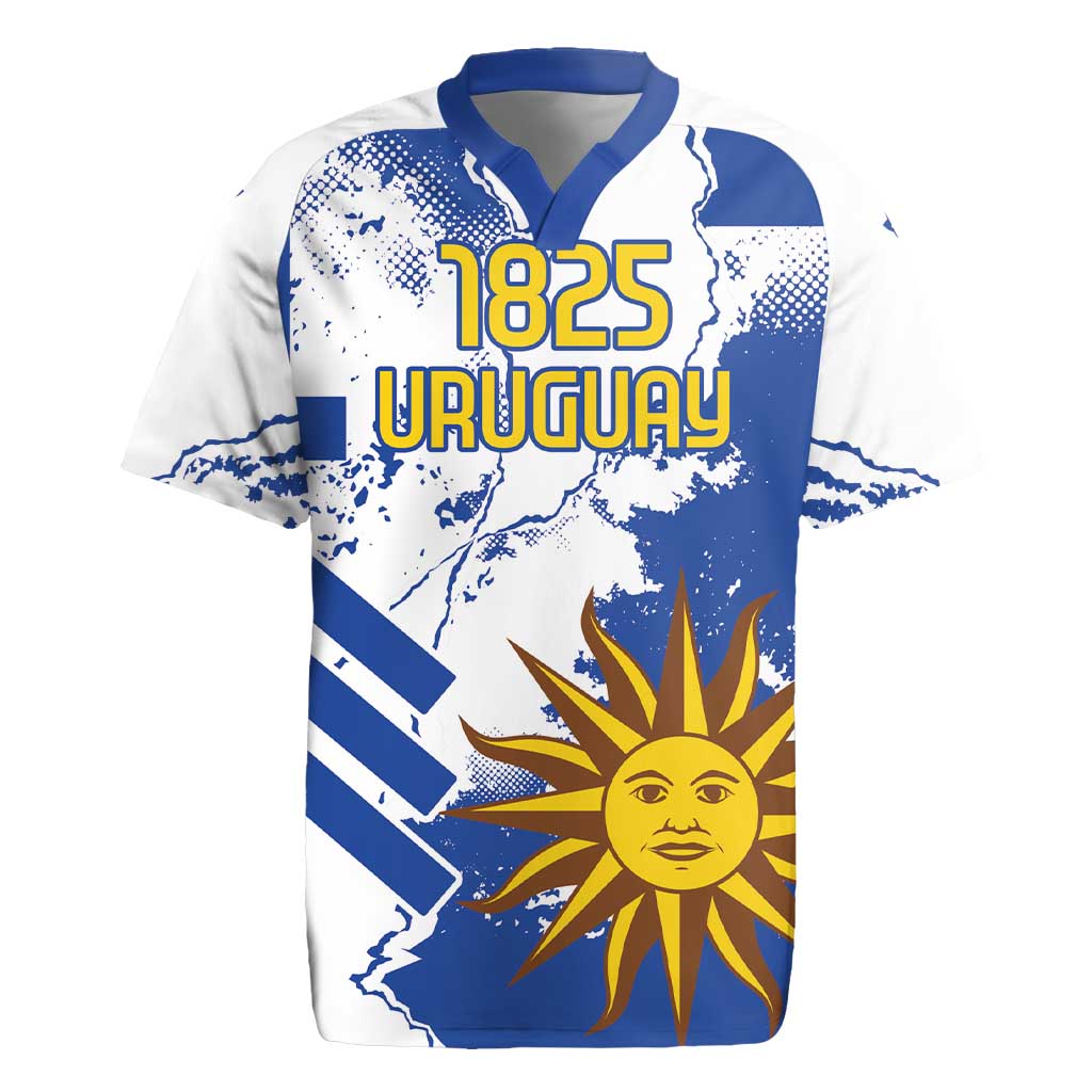 Custom Uruguay Independence Day Rugby Jersey Sol de Mayo With Grunge Urban - Wonder Print Shop