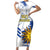 Custom Uruguay Independence Day Short Sleeve Bodycon Dress Sol de Mayo With Grunge Urban - Wonder Print Shop