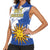 Custom Uruguay Independence Day Women Sleeveless Polo Shirt Sol de Mayo With Grunge Urban - Wonder Print Shop