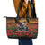 US Veterans Day American Army Leather Tote Bag With Poppy Flowers