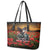 US Veterans Day American Army Leather Tote Bag With Poppy Flowers