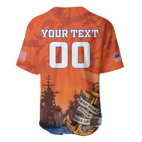 Orange camo baseball jersey with 'YOUR TEXT' and large '00' on front