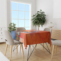 Orange US Navy veteran tablecloth with camouflage and anchor stars design on dining set