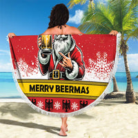 Personalized Germany Christmas Beach Blanket Santa Claus Merry Beermas - Wonder Print Shop