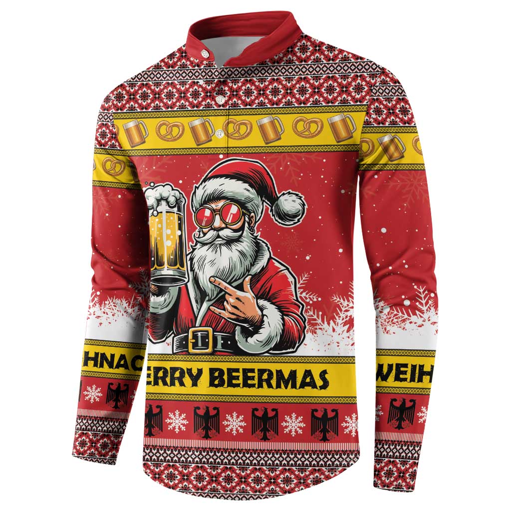 Personalized Germany Christmas Button Sweatshirt Santa Claus Merry Beermas - Wonder Print Shop
