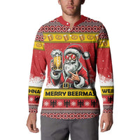 Personalized Germany Christmas Button Sweatshirt Santa Claus Merry Beermas - Wonder Print Shop