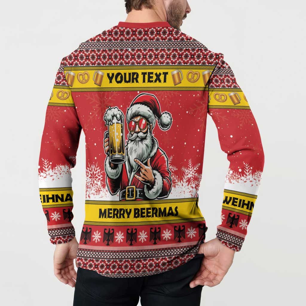 Personalized Germany Christmas Button Sweatshirt Santa Claus Merry Beermas - Wonder Print Shop