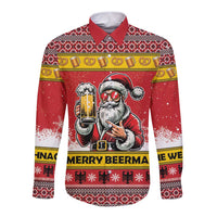 Personalized Germany Christmas Long Sleeve Button Shirt Santa Claus Merry Beermas - Wonder Print Shop