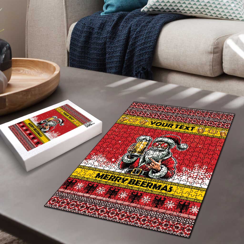 Personalized Germany Christmas Puzzle Santa Claus Merry Beermas - Wonder Print Shop