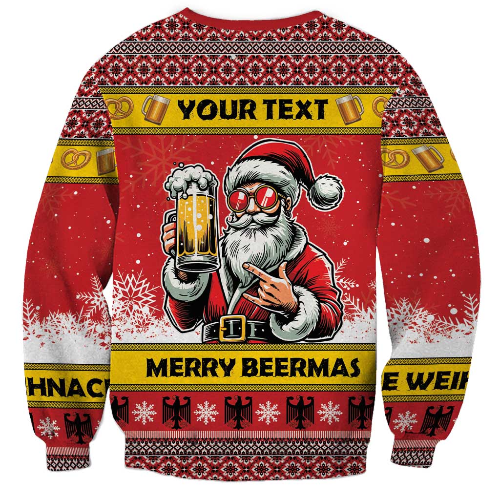 Personalized Germany Christmas Sweatshirt Santa Claus Merry Beermas - Wonder Print Shop