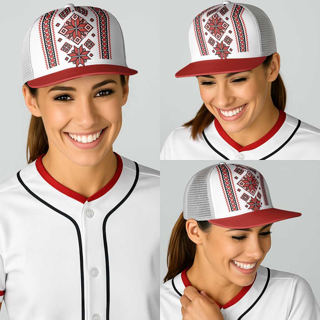 Ukraine Unity Day Baseball Net Cap The Trident With Folk Pattern - Wonder Print Shop