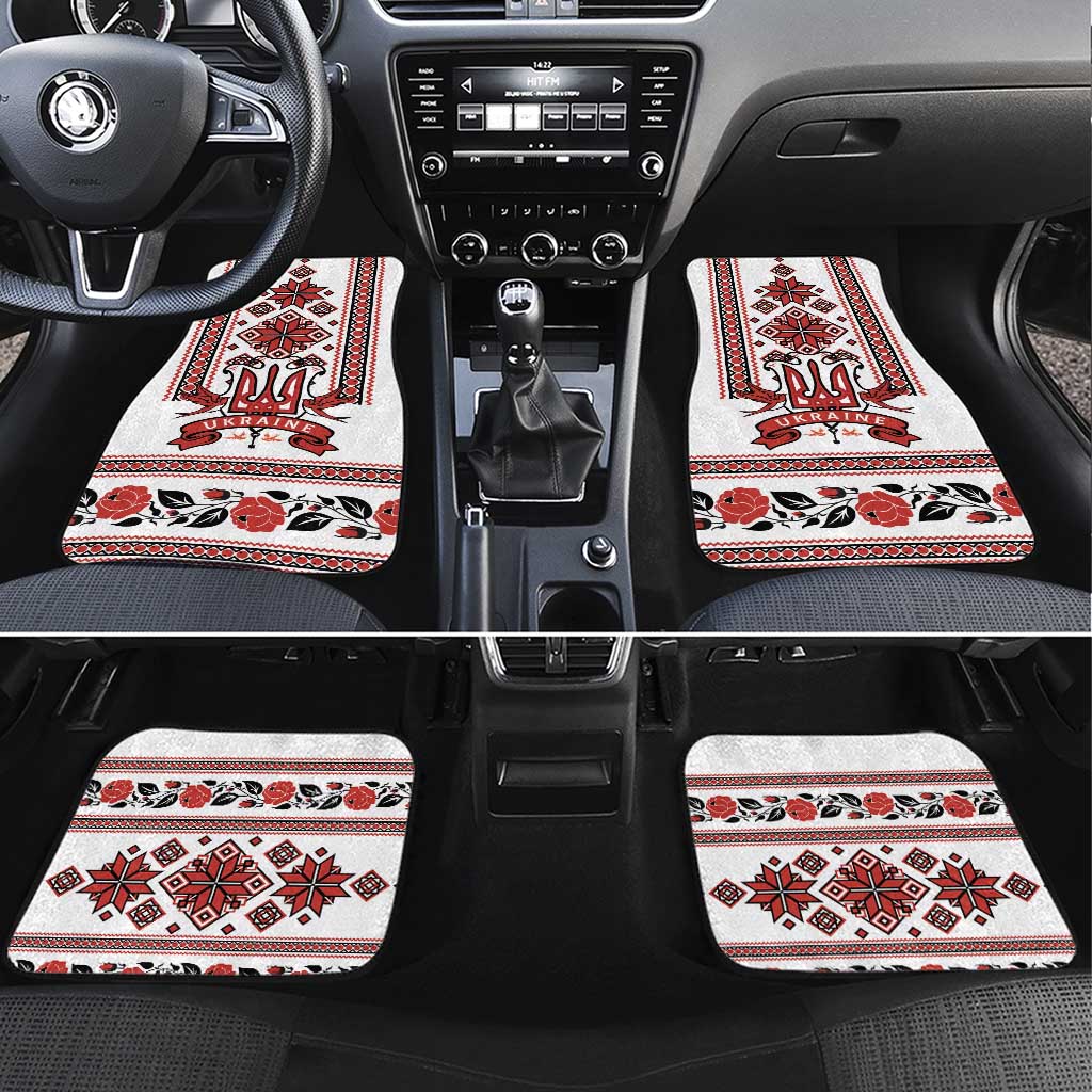 Ukraine Unity Day Car Mats The Trident With Folk Pattern - Wonder Print Shop