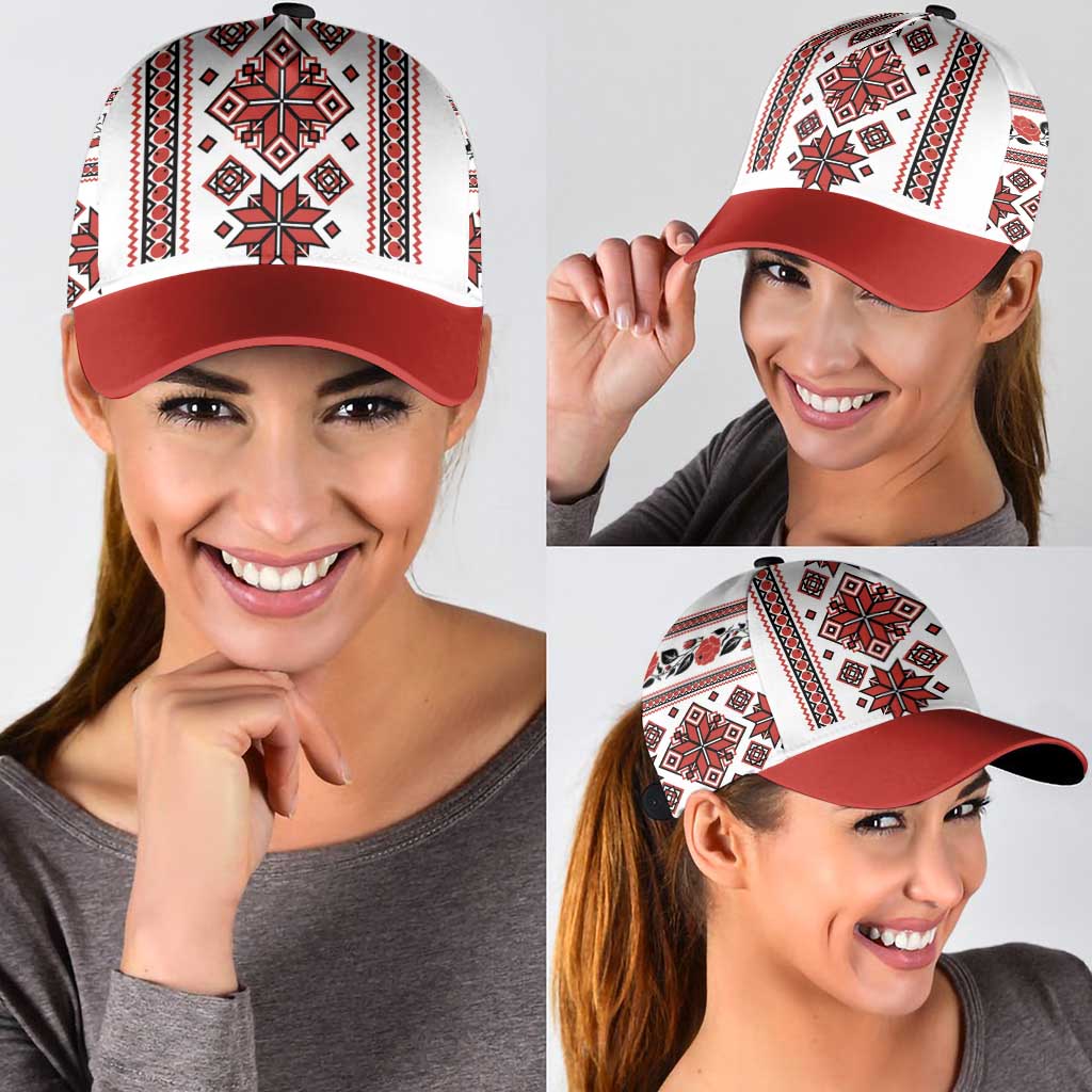 Ukraine Unity Day Classic Cap The Trident With Folk Pattern - Wonder Print Shop