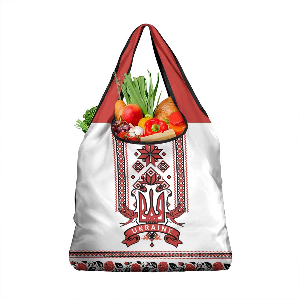 Ukraine Unity Day Grocery Bag The Trident With Folk Pattern