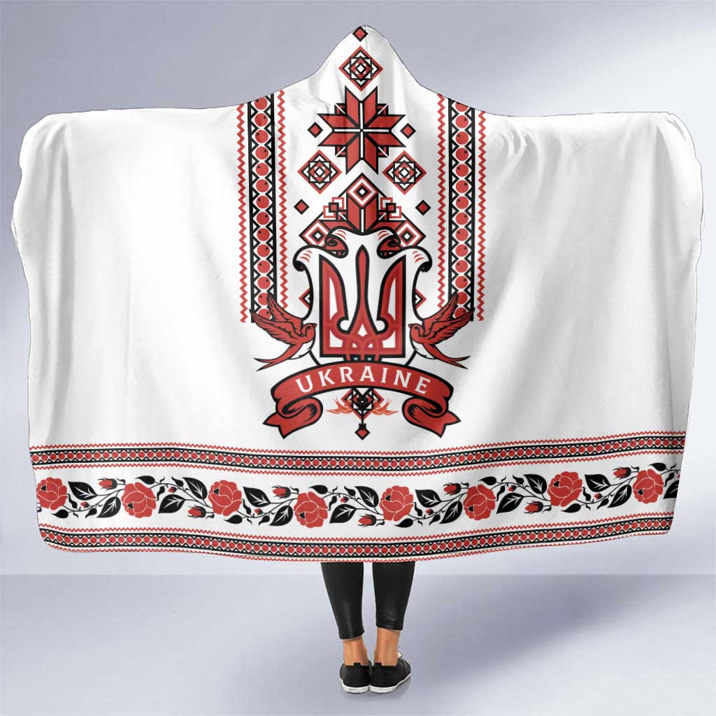 Ukraine Unity Day Hooded Blanket The Trident With Folk Pattern