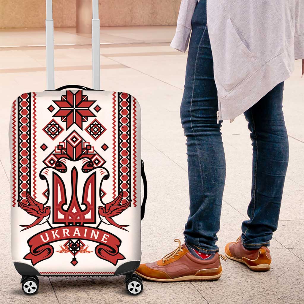 Ukraine Unity Day Luggage Cover The Trident With Folk Pattern