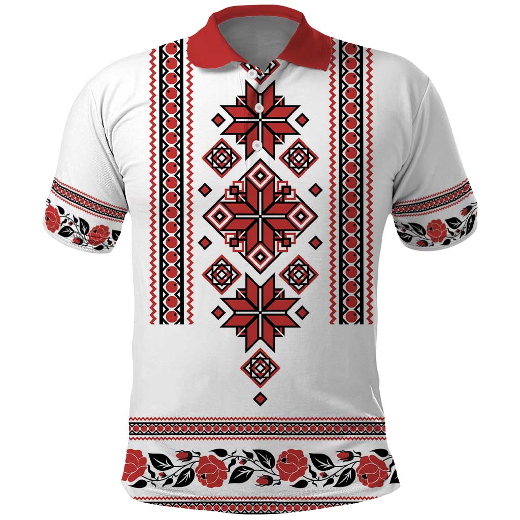 Ukraine Unity Day Polo Shirt The Trident With Folk Pattern - Wonder Print Shop