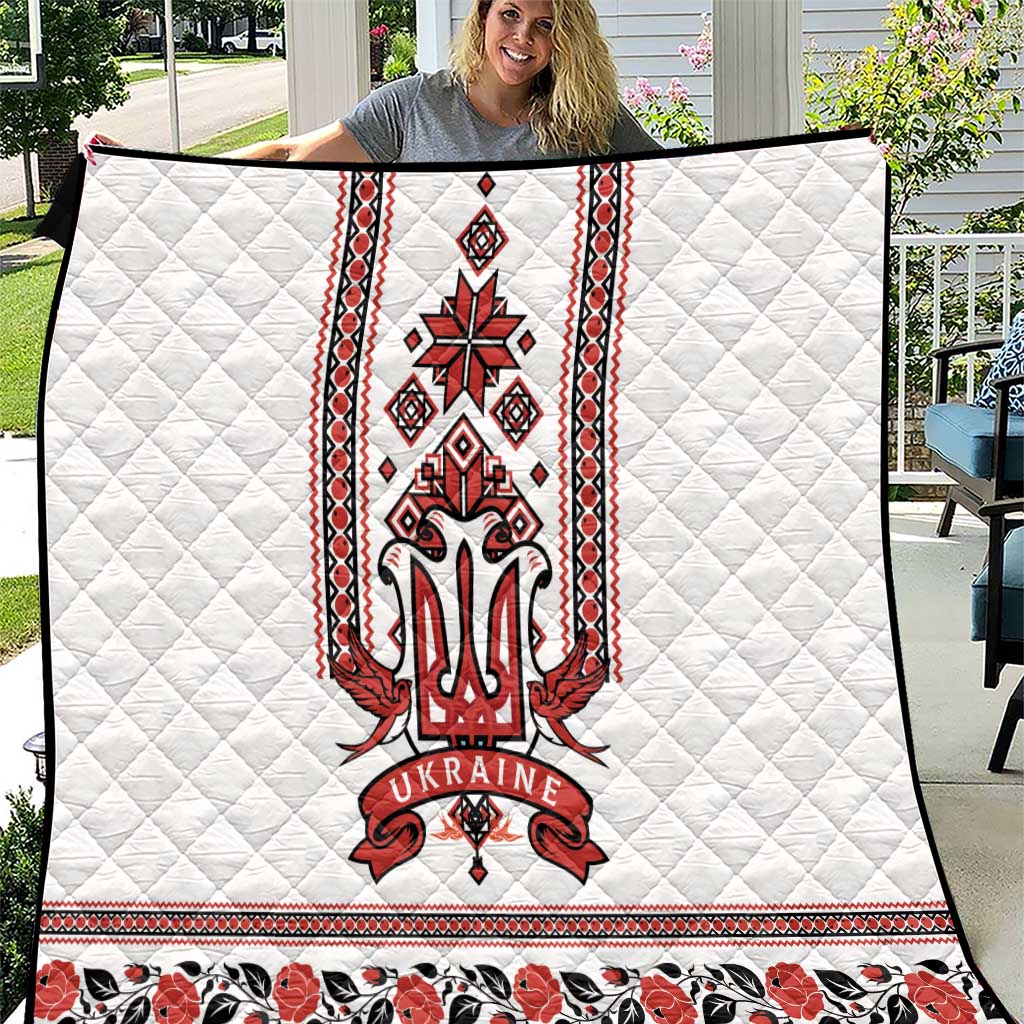 Ukraine Unity Day Quilt The Trident With Folk Pattern - Wonder Print Shop