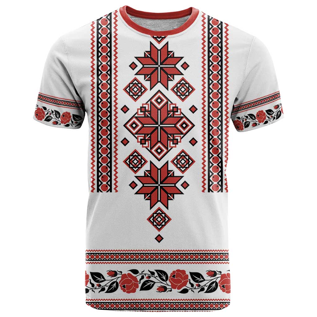 Ukraine Unity Day T Shirt The Trident With Folk Pattern