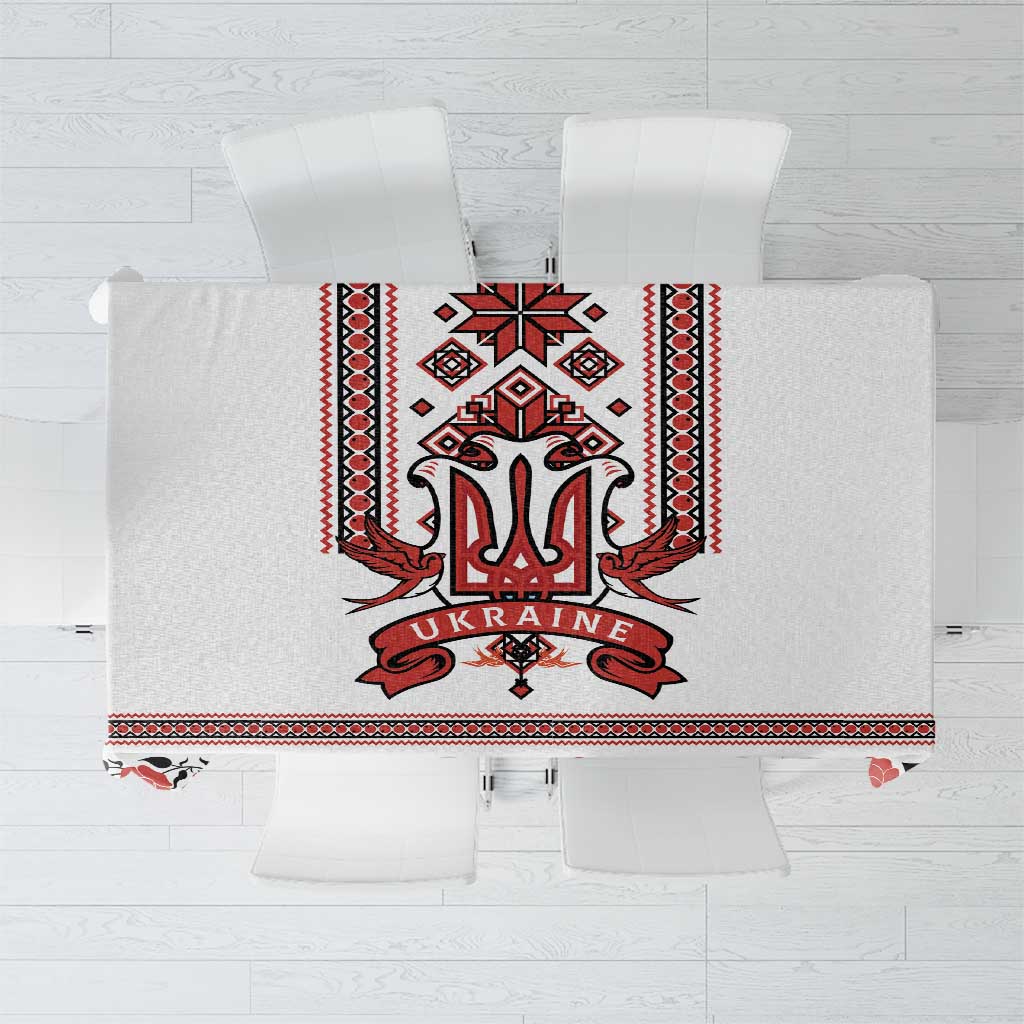 Ukraine Unity Day Tablecloth The Trident With Folk Pattern - Wonder Print Shop