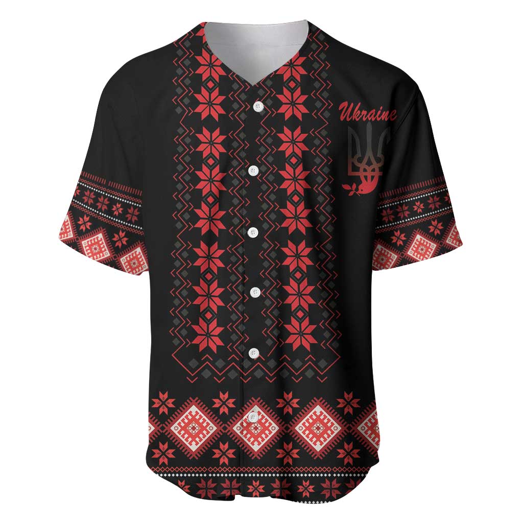 Red Ukraine Folk Patterns Baseball Jersey - Wonder Print Shop