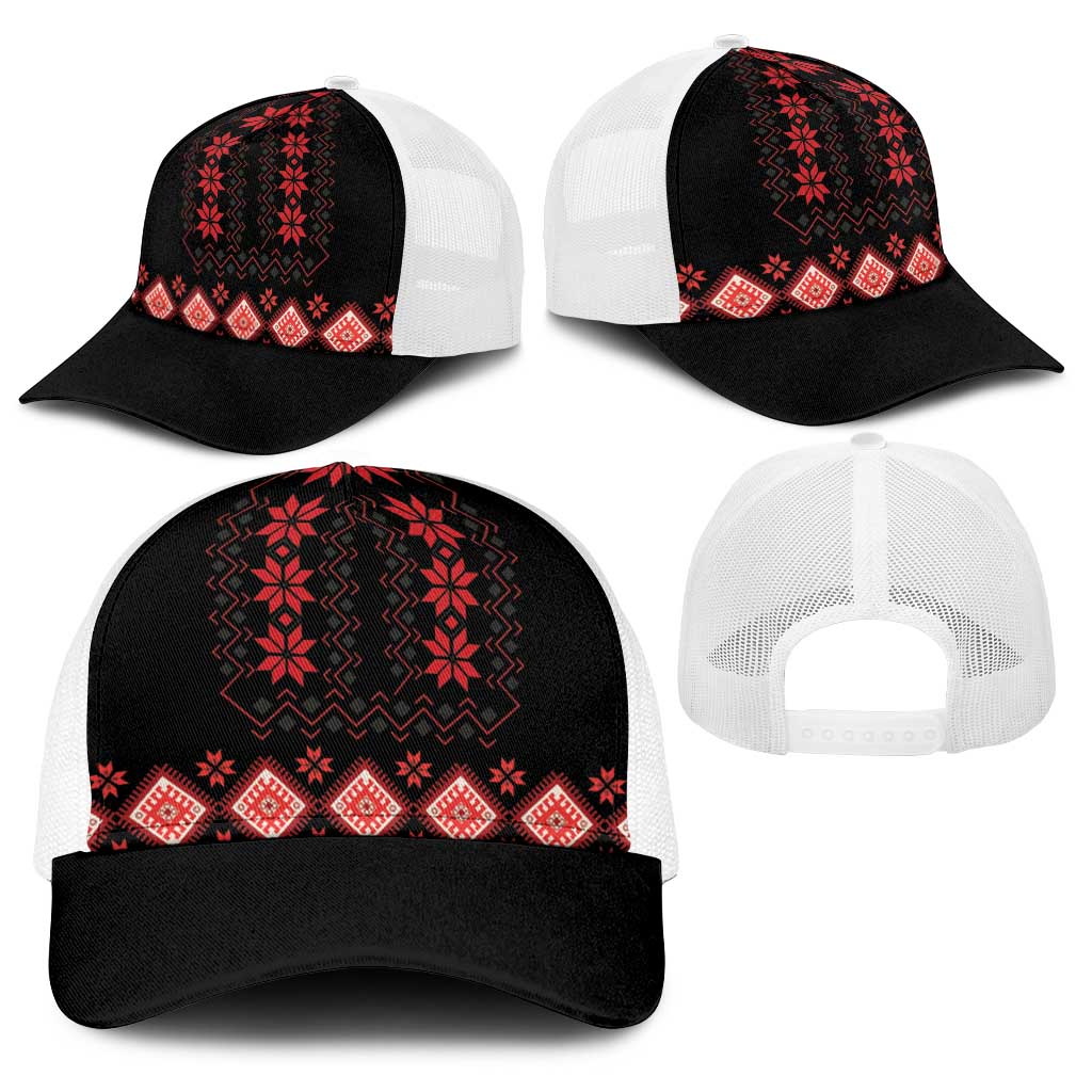 Red Ukraine Folk Patterns Baseball Net Cap