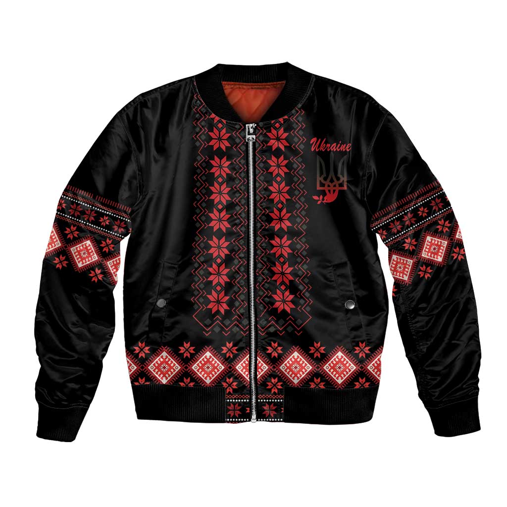 Red Ukraine Folk Patterns Bomber Jacket - Wonder Print Shop