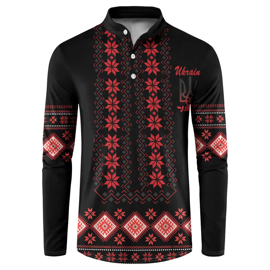 Red Ukraine Folk Patterns Button Sweatshirt - Wonder Print Shop