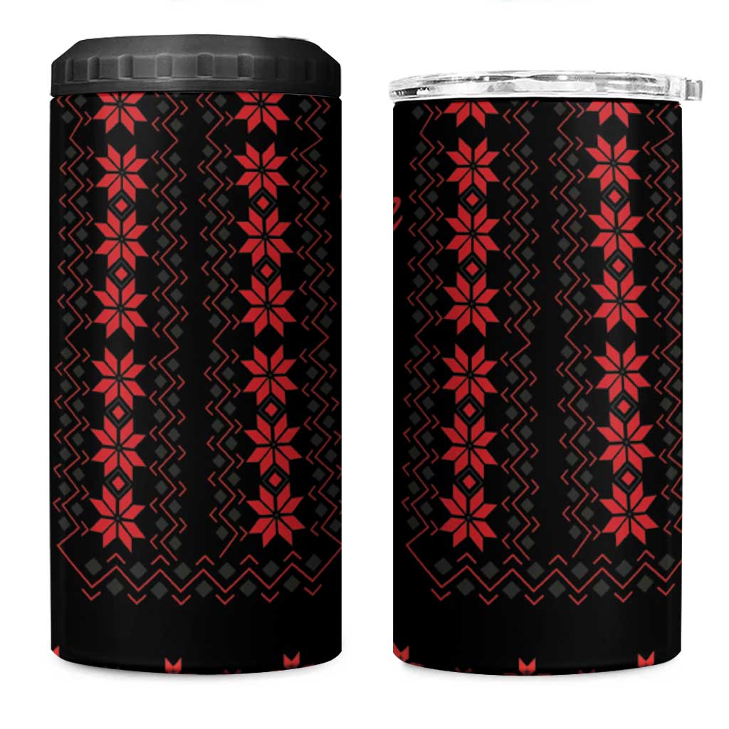 Red Ukraine Folk Pattern 4 in 1 Can Cooler Tumbler - Wonder Print Shop