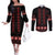 Red Ukraine Folk Patterns Couples Matching Off The Shoulder Long Sleeve Dress and Long Sleeve Button Shirt