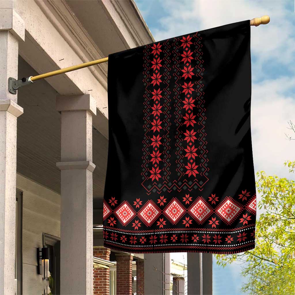 Red Ukraine Folk Patterns Garden Flag - Wonder Print Shop