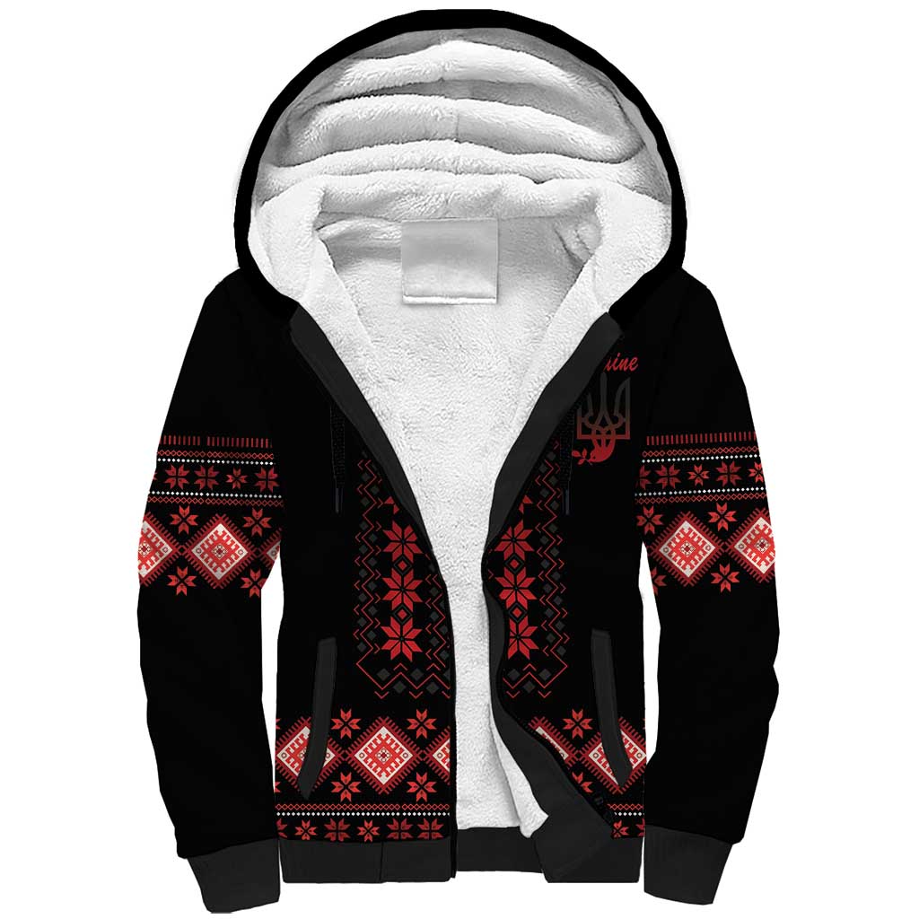 Red Ukraine Folk Patterns Sherpa Hoodie - Wonder Print Shop