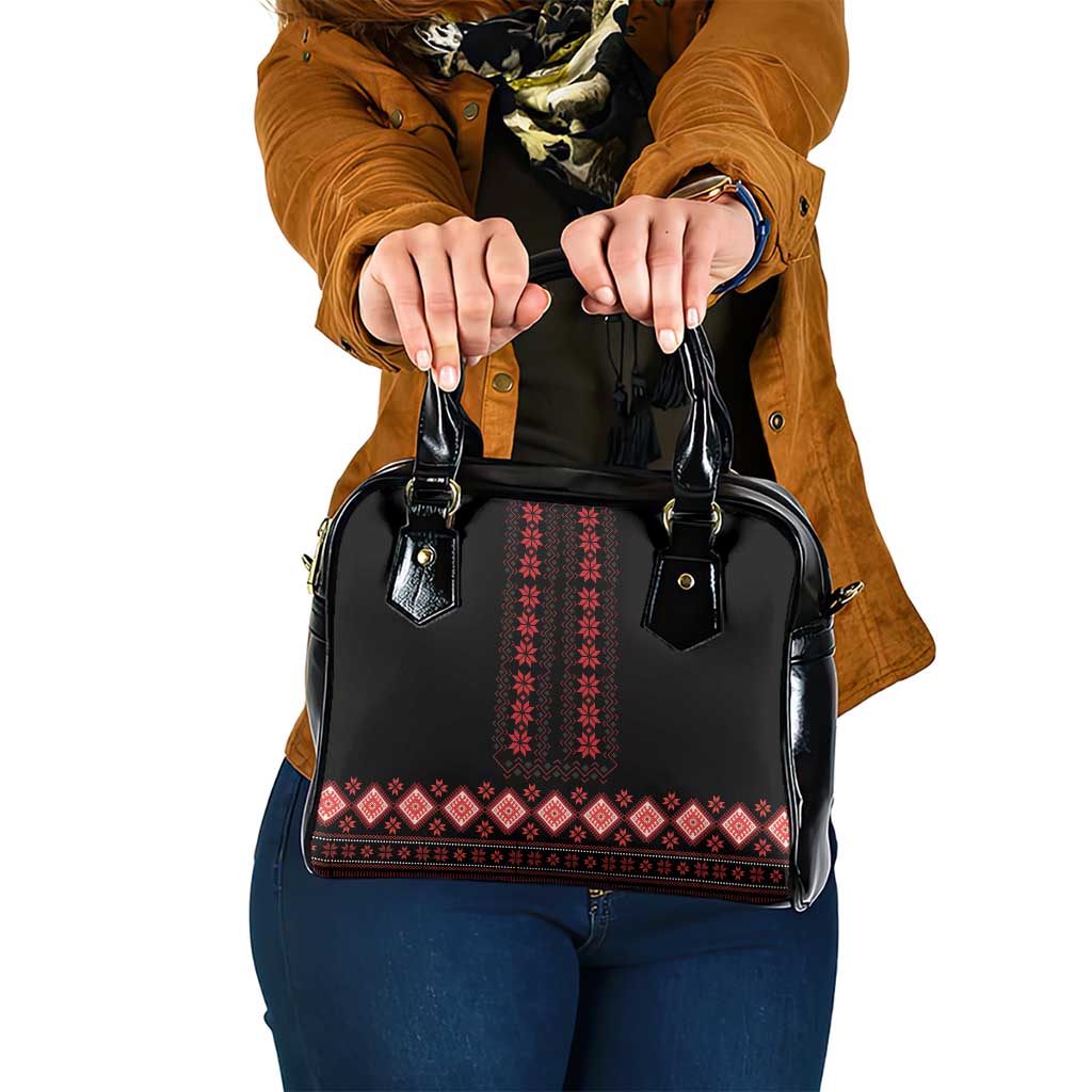 Red Ukraine Folk Patterns Shoulder Handbag