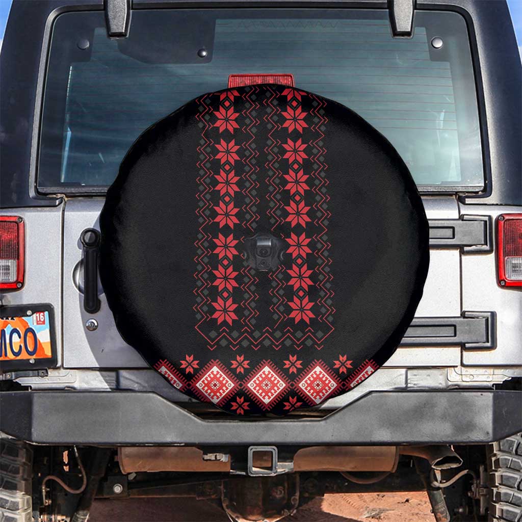 Red Ukraine Folk Patterns Spare Tire Cover - Wonder Print Shop