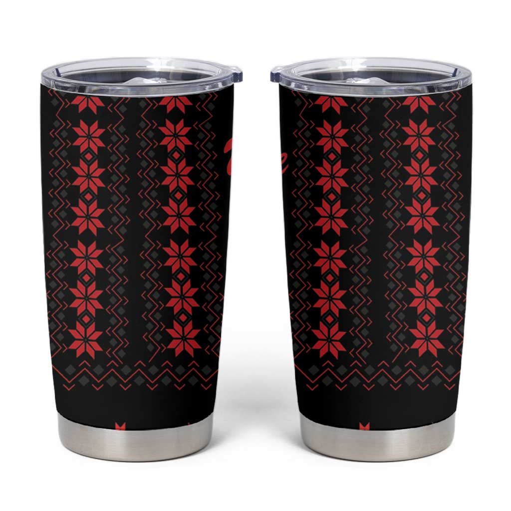 Red Ukraine Folk Pattern Tumbler Cup - Wonder Print Shop