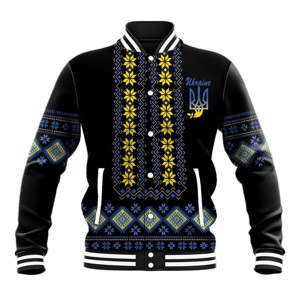 Yellow Ukraine Folk Patterns Baseball Jacket - Wonder Print Shop