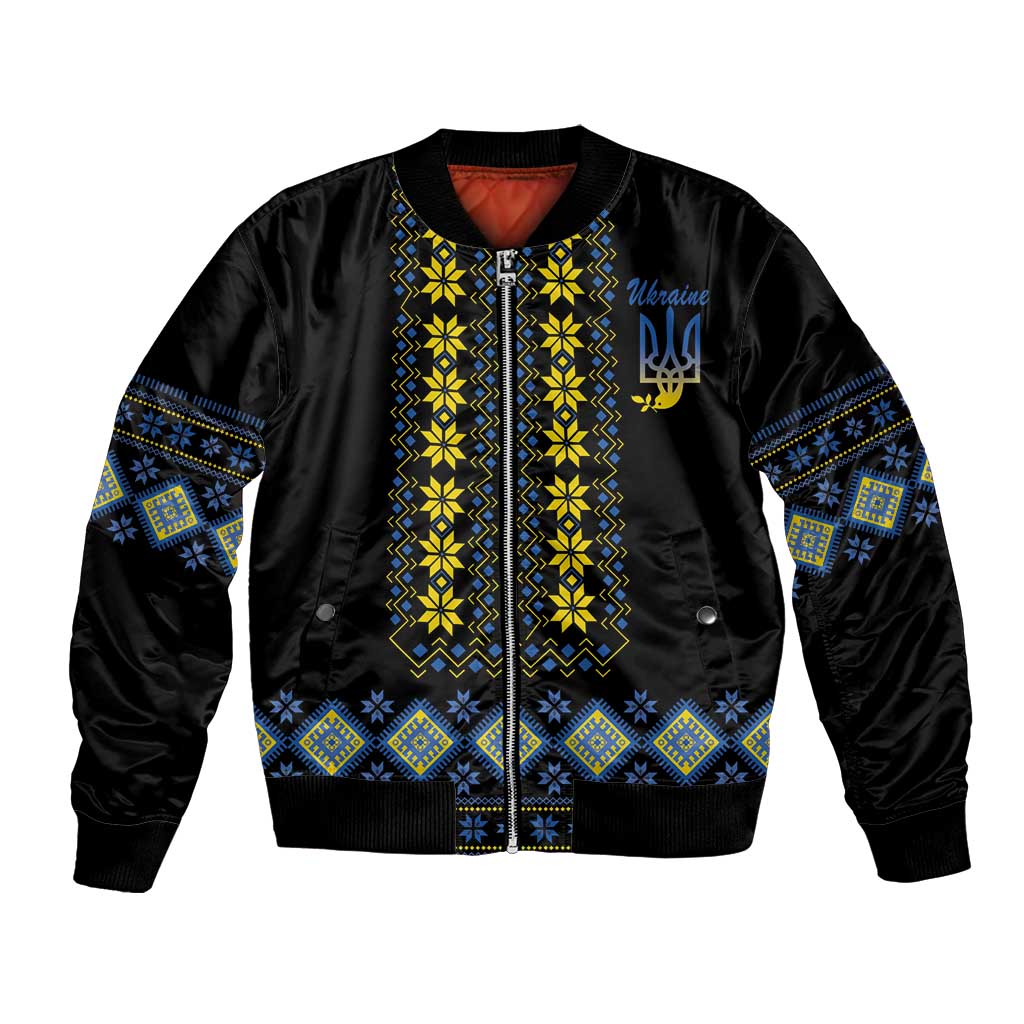 Yellow Ukraine Folk Patterns Bomber Jacket - Wonder Print Shop