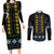 Yellow Ukraine Folk Patterns Couples Matching Long Sleeve Bodycon Dress and Long Sleeve Button Shirt - Wonder Print Shop