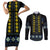 Yellow Ukraine Folk Patterns Couples Matching Short Sleeve Bodycon Dress and Long Sleeve Button Shirt - Wonder Print Shop