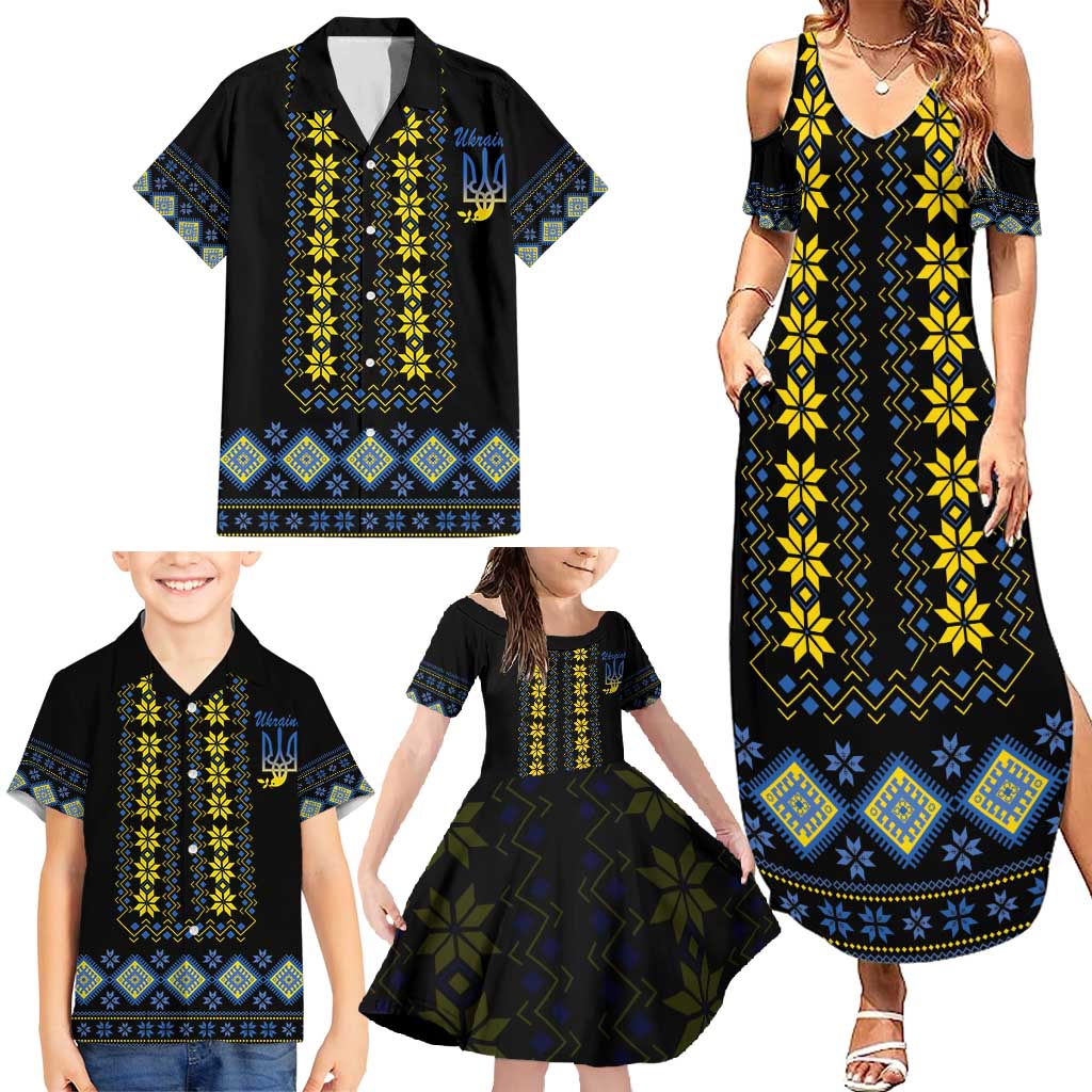 Yellow Ukraine Folk Patterns Family Matching Summer Maxi Dress and Hawaiian Shirt - Wonder Print Shop