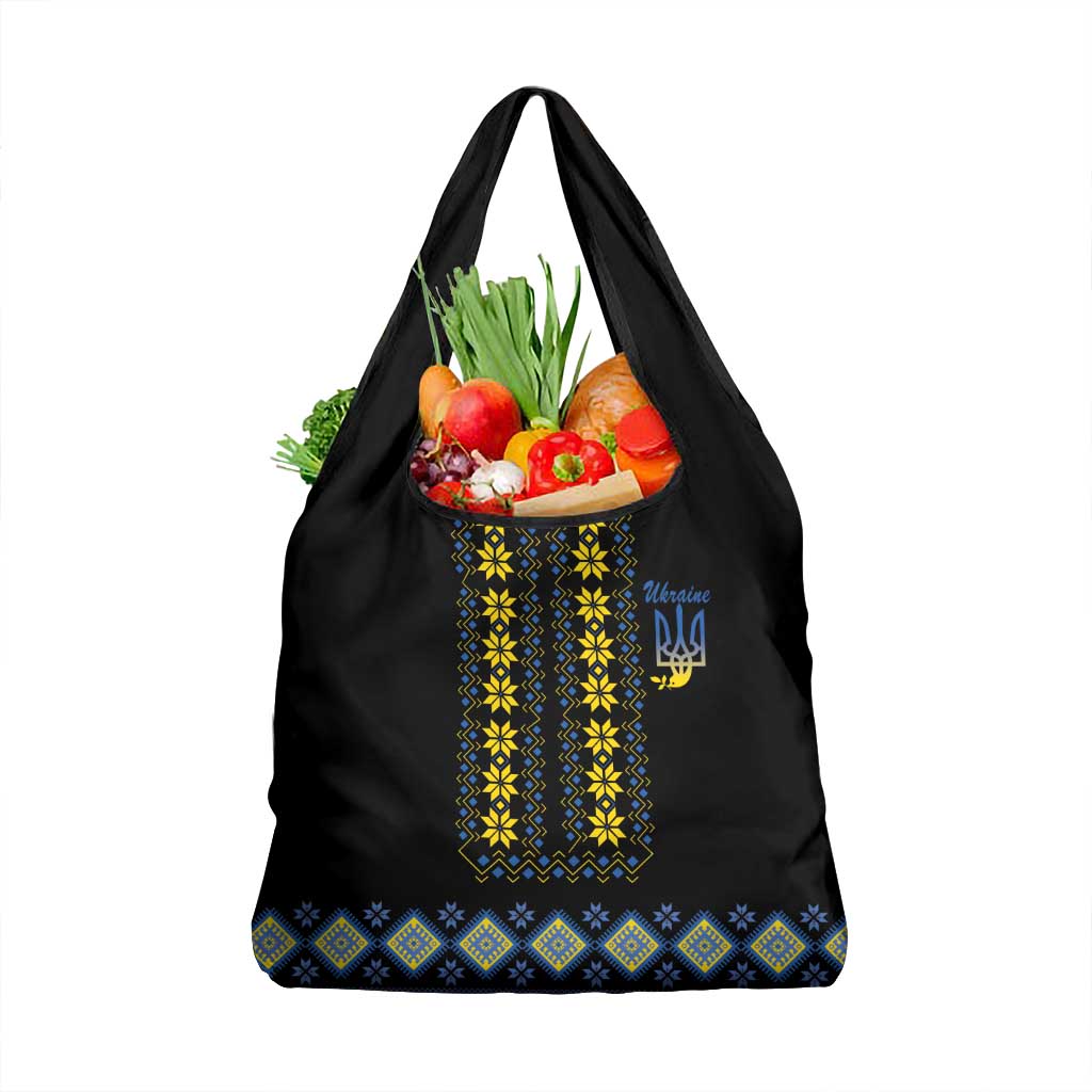 Yellow Ukraine Folk Patterns Grocery Bag