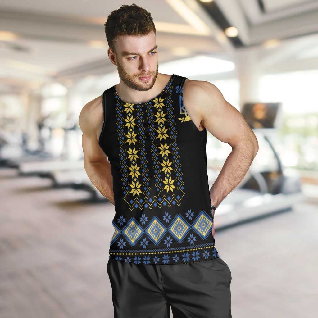 Yellow Ukraine Folk Patterns Men Tank Top